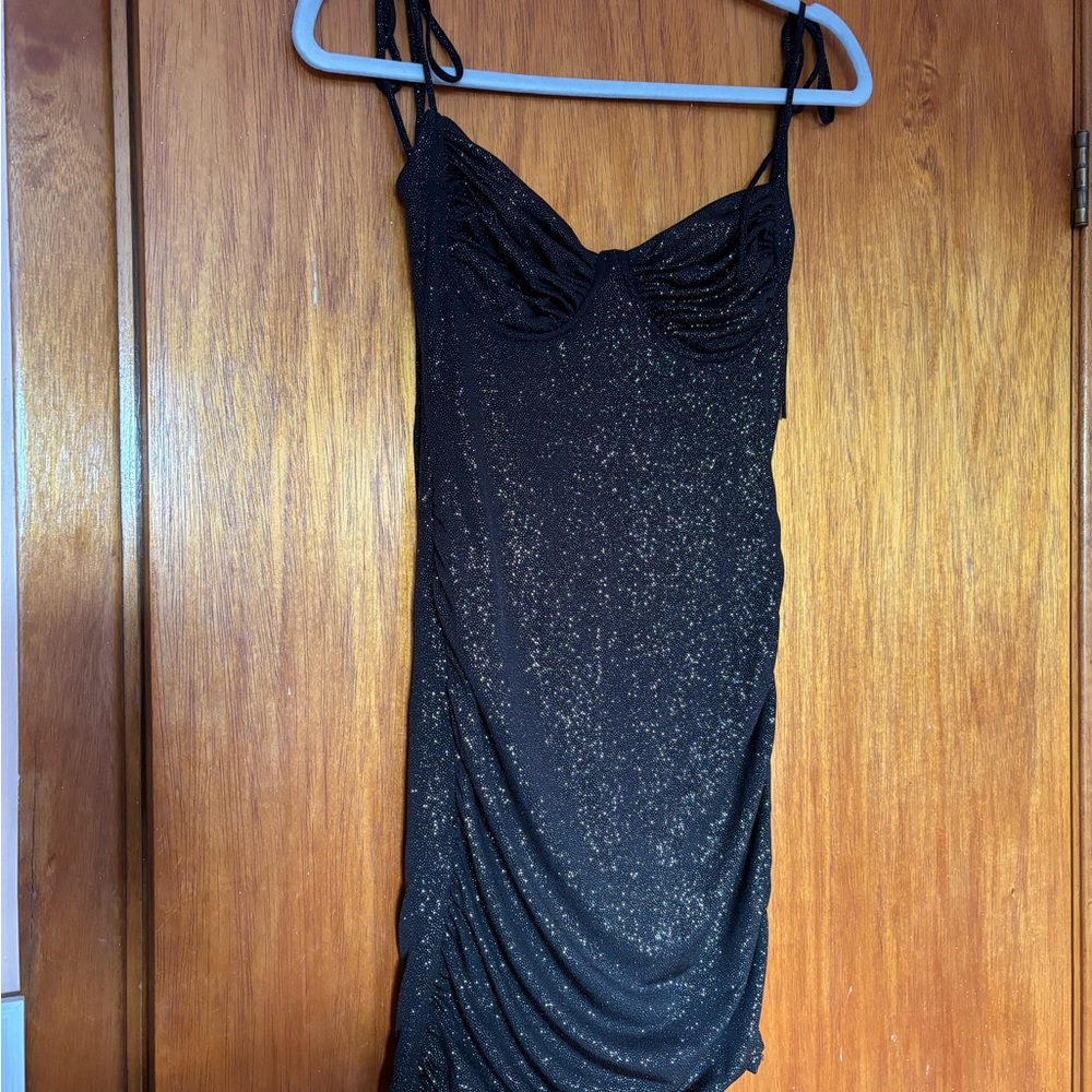 Lucy in the Sky Black and Gold Sparkle Dress